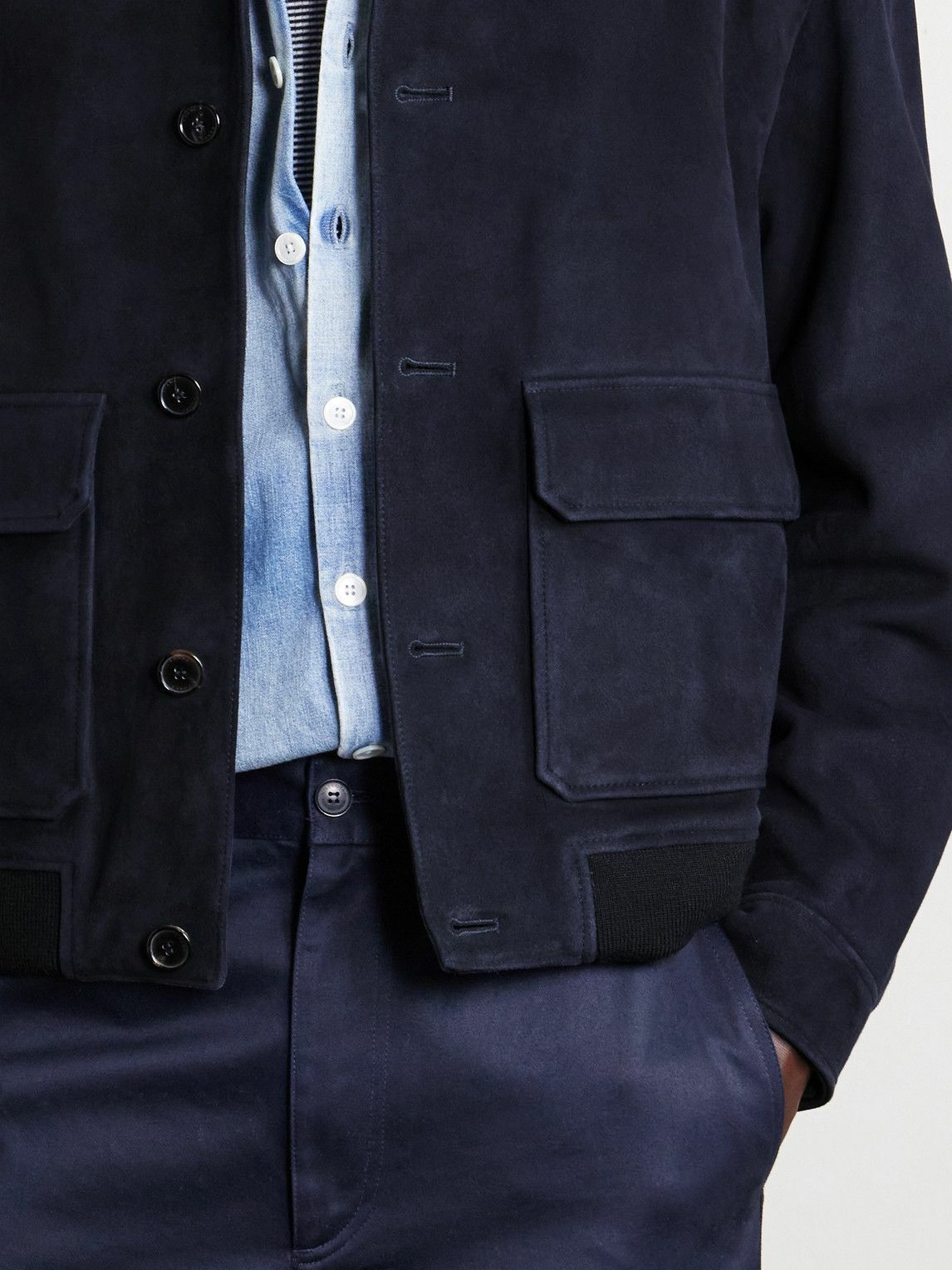 FRAME - Suede Blouson Jacket - Blue