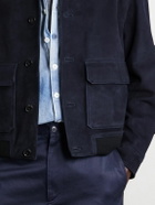 FRAME - Suede Blouson Jacket - Blue