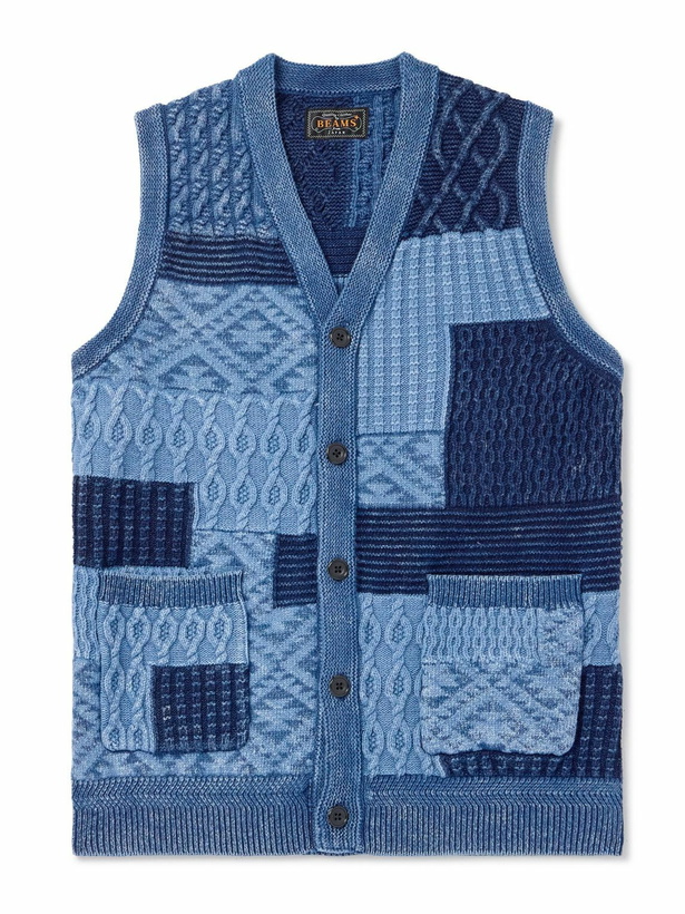Photo: Beams Plus - Patchwork Indigo-Dyed Cotton Sweater Vest - Blue