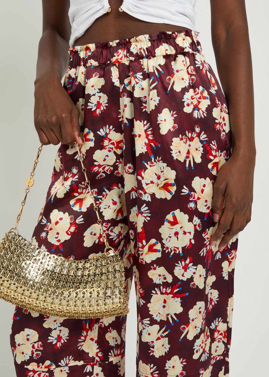 Rabanne Floral-print Wide-leg Silk Trousers Multicoloured