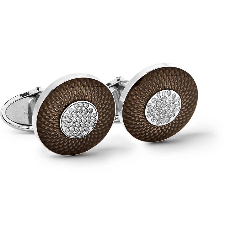 Photo: Dunhill - Sterling Silver, Enamel and Diamond Cufflinks - Silver