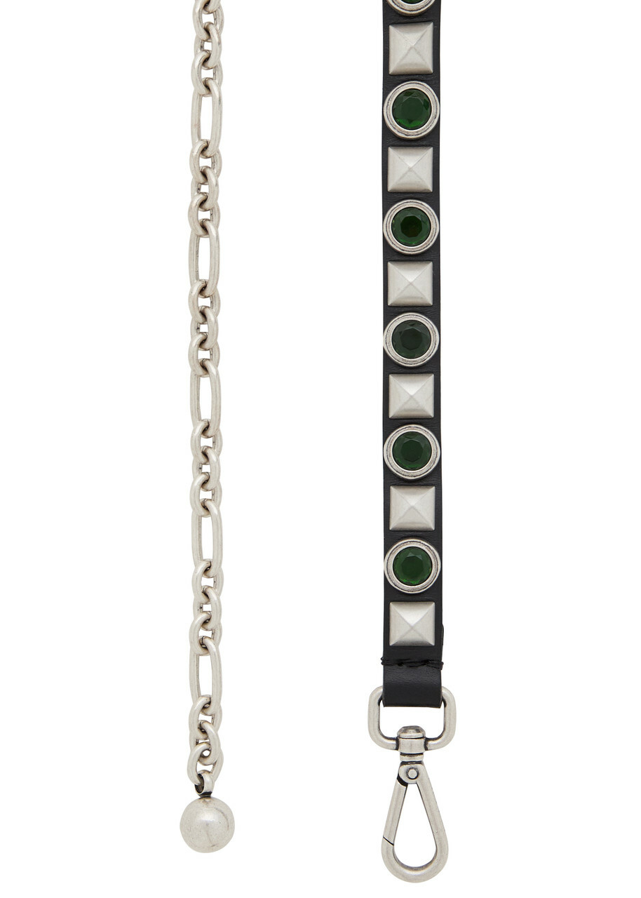 Etro Embellished Leather Chain Belt Black