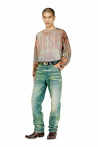 Diesel Long-sleeve T-shirt in cracked jersey - T-Shirts Mens in Multicolor