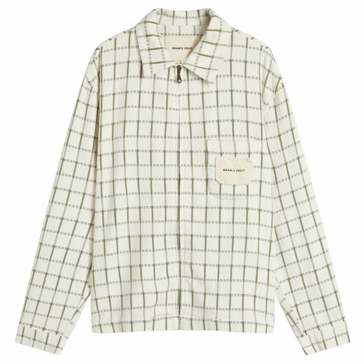Bram's Fruit Men's Tea Cloth Overshirt in White/Green