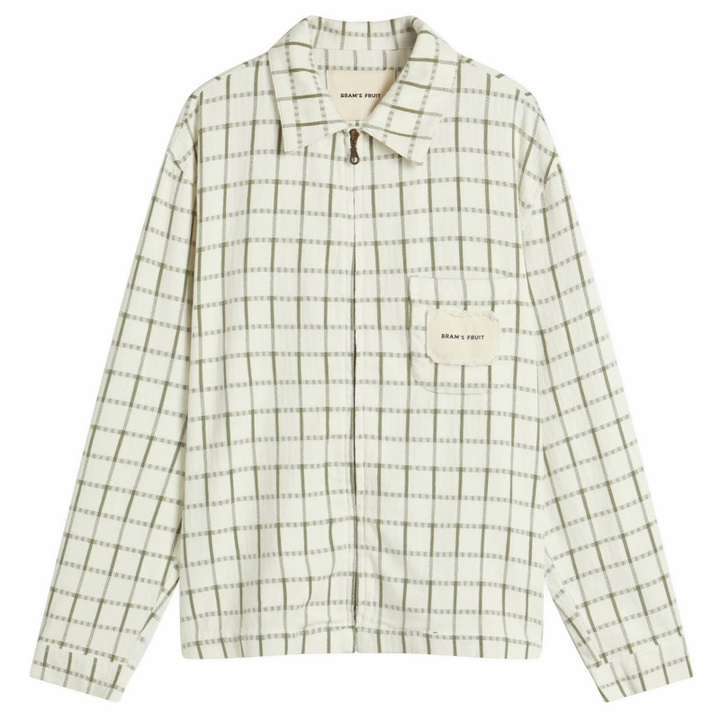 Photo: Bram's Fruit Men's Tea Cloth Overshirt in White/Green