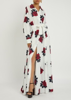 Norma Kamali Oversized Boyfriend Floral-print Shell Gown White