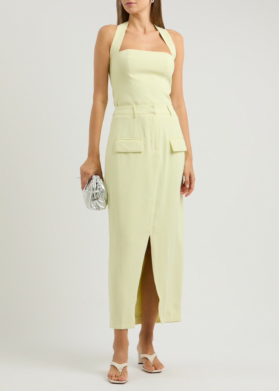 Odd Muse The Ultimate Muse Twill Midi Skirt Lime Odd Muse