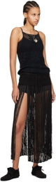 Bode Black Fringe Midi Skirt