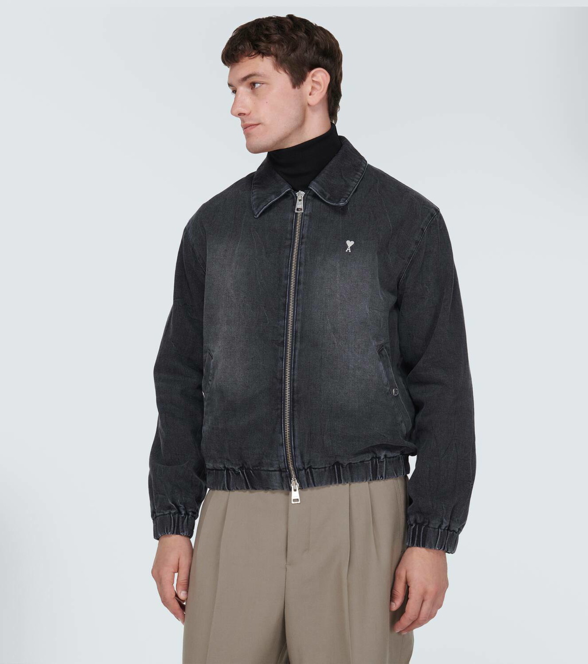 Ami Paris Ami De Coeur denim bomber Jacket AMI