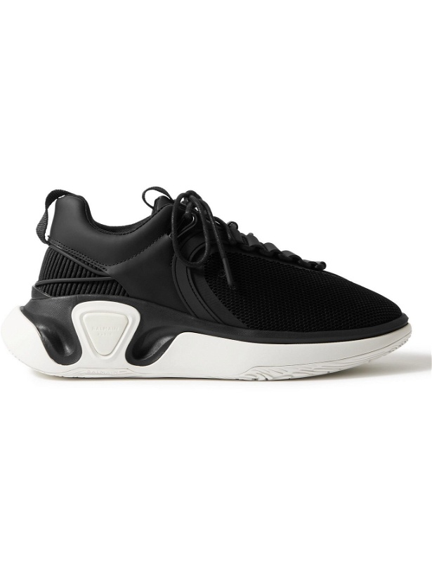 Photo: BALMAIN - B-Runner Leather-Trimmed Mesh and Rubber Sneakers - Black