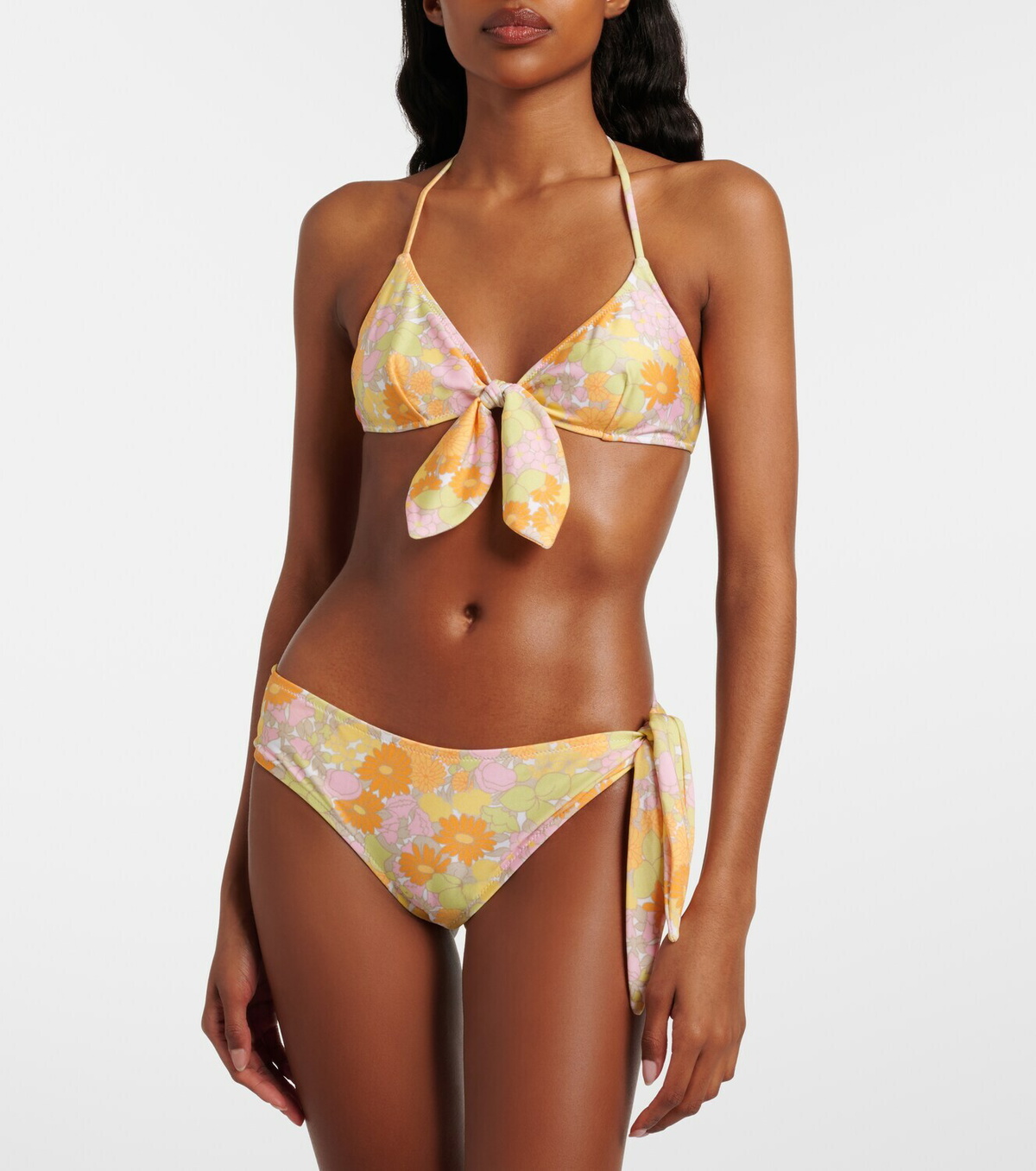 Chloé Bow-detail floral bikini top