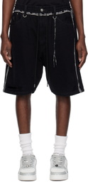 mastermind JAPAN Black Inside-Out Denim Shorts