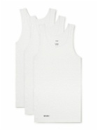 WTAPS - Three-Pack Logo-Print Ribbed Cotton-Jersey Tank Tops - White