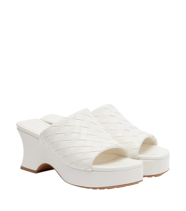 Photo: Bottega Veneta Rosita Intrecciato leather wedge mules