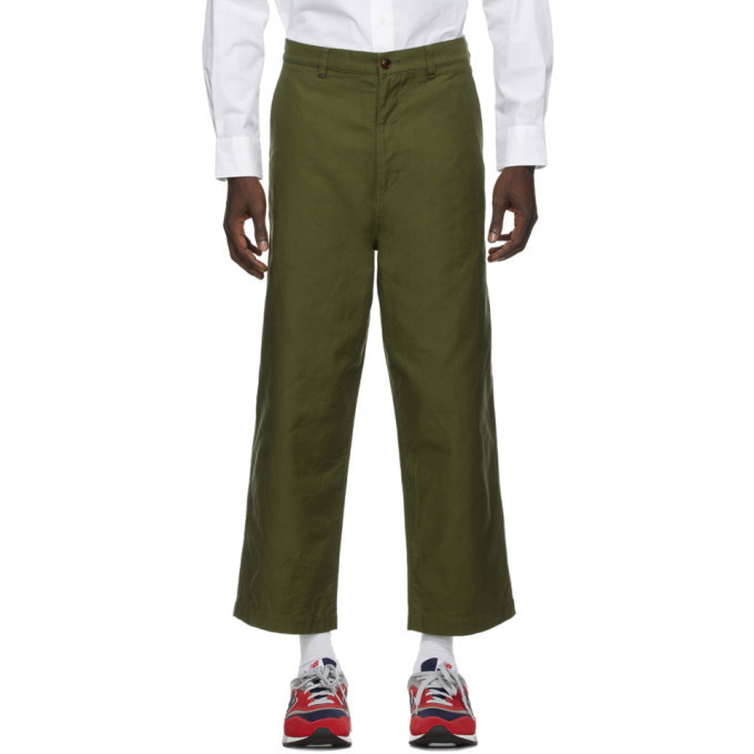 Photo: Comme des Garcons Homme Khaki Cotton Satin Trousers