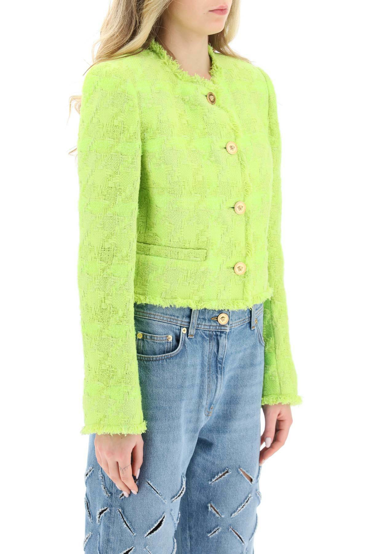 【送料&関税込】Versace Fringe Trim Woven Cardigan Versace Fringe Trim Woven Cardigan Versace
