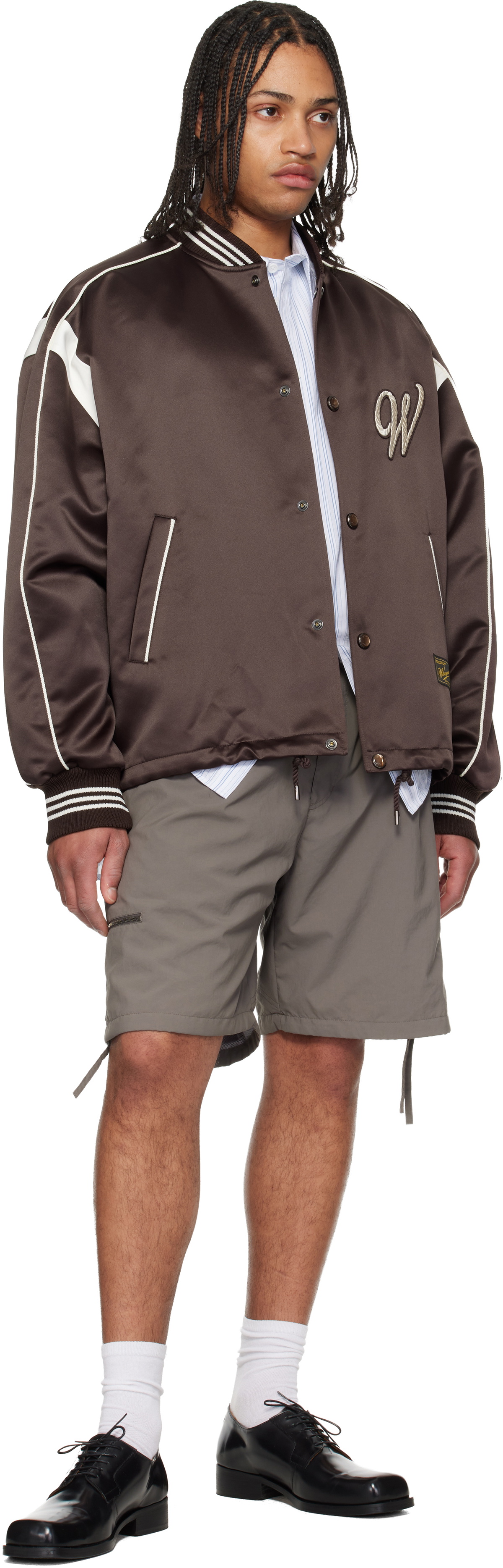 WOOYOUNGMI Brown Logo Baseball Bomber Jacket