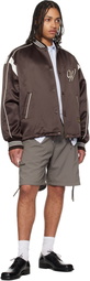 WOOYOUNGMI Brown Logo Baseball Bomber Jacket