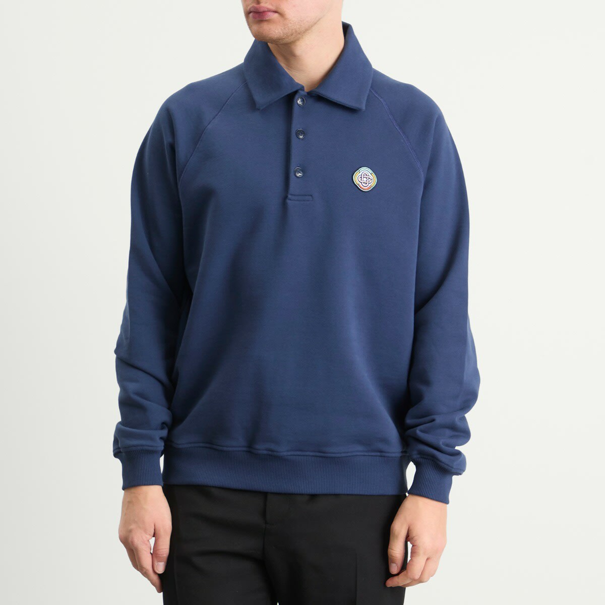 Casablanca Men's Navy Loopback Collar Sweatshirt in Dress Blue