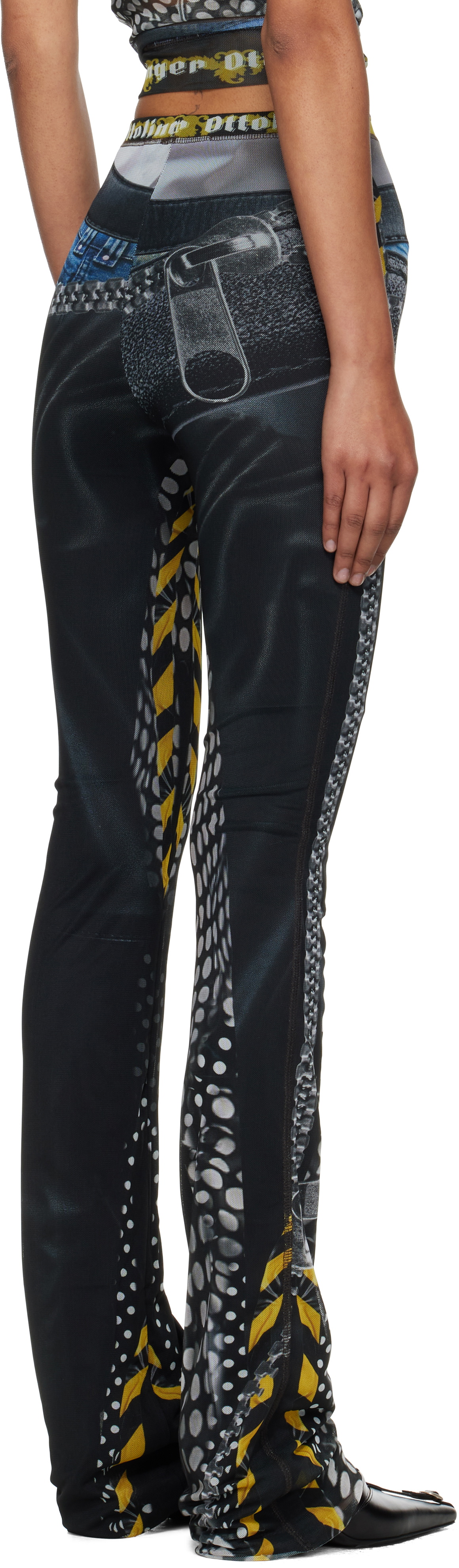 Ottolinger Black & Off-White Mesh Lounge Pants