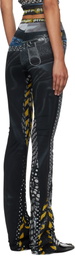 Ottolinger Black & Off-White Mesh Lounge Pants