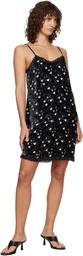 R13 Black Lace Trimmed Slip Midi Dress