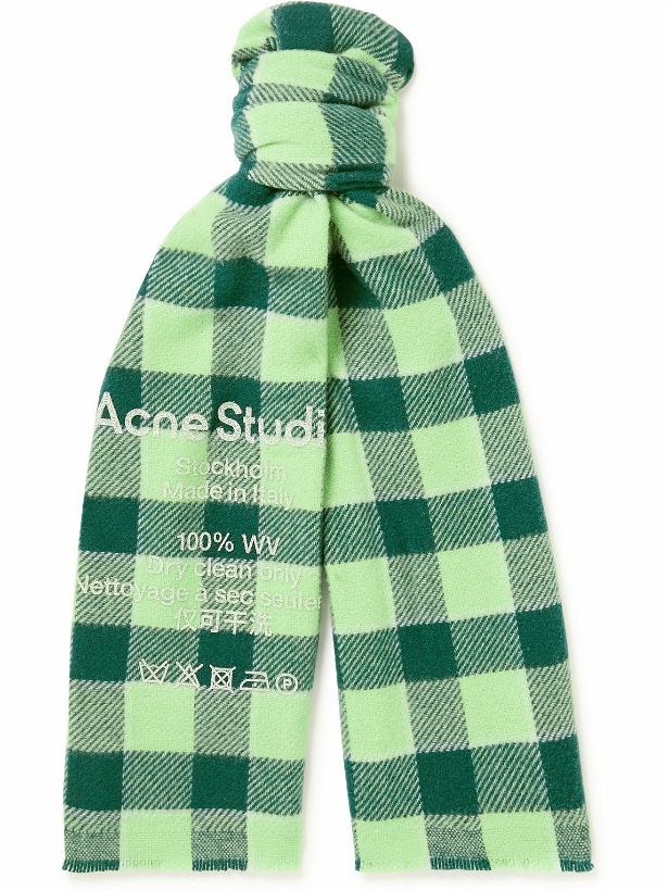 Photo: Acne Studios - Logo-Print Checked Wool Scarf