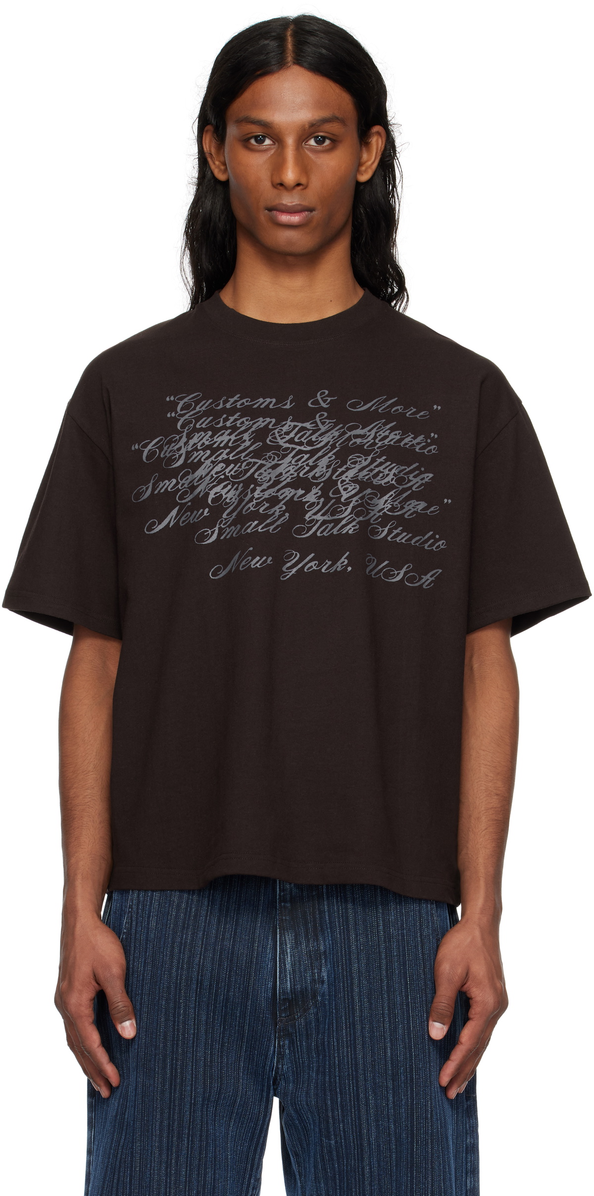 Small Talk Studio Brown 'Customs & More' Misprint S/S T-shirt