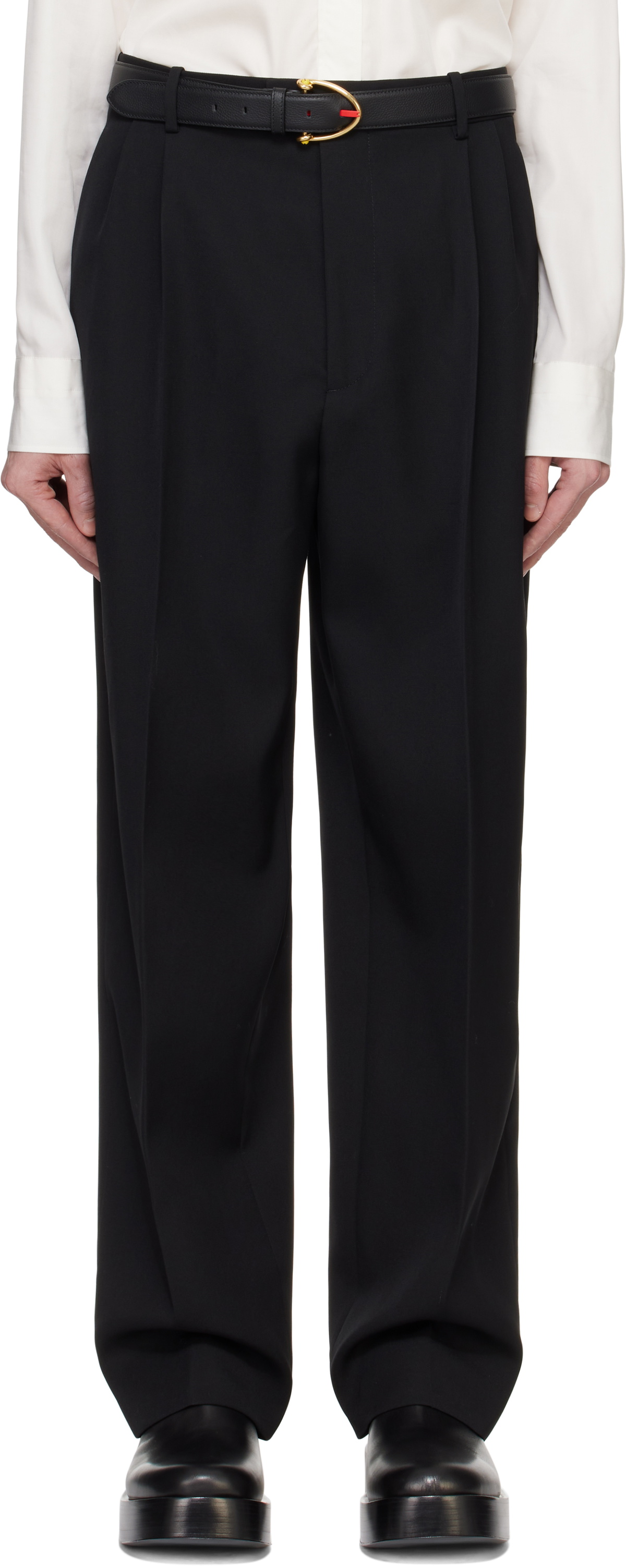 Bottega Veneta Black Wool Twill Trousers Bottega Veneta