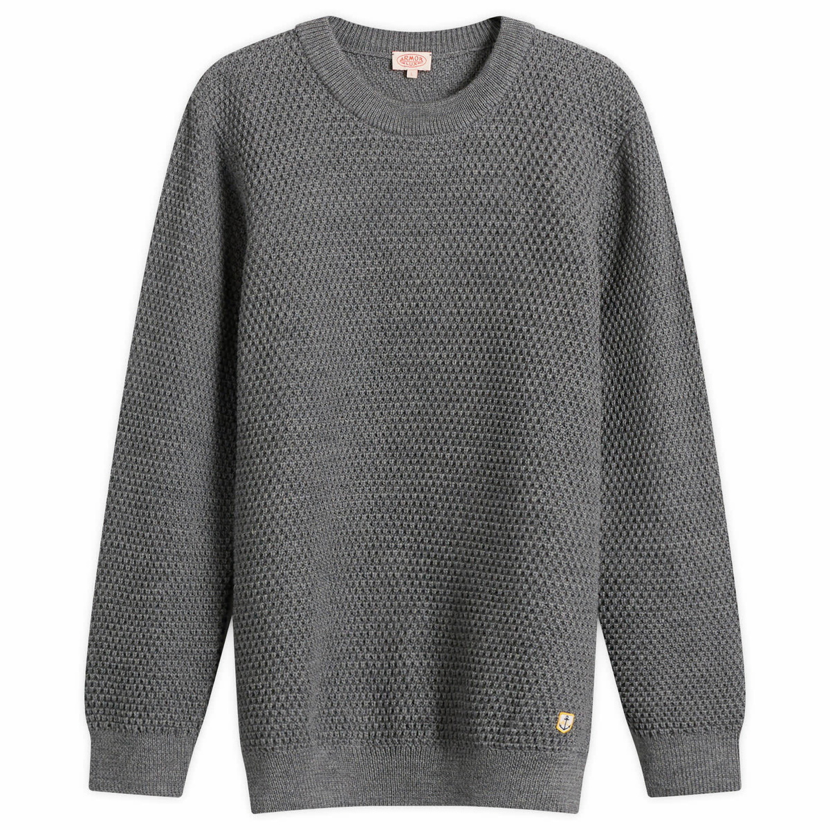 Armor-Lux Men's Waffle Knit Jumper in Misty Grey