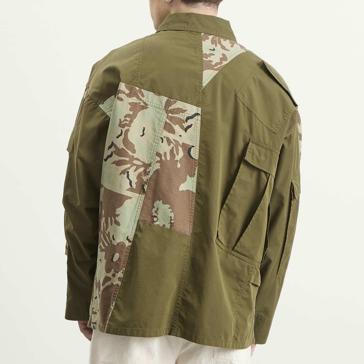 NOMARHYTHM TEXTILE Men's x Needles Rebuild Coverall Jacket in Olive X Camo