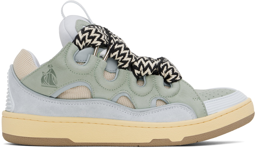 Lanvin Blue & Green Leather Curb Sneakers Lanvin