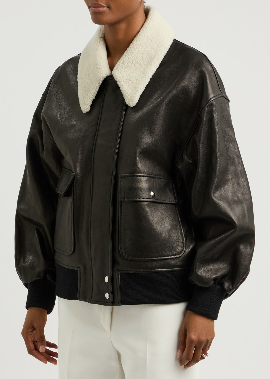 sheller leather like bomber jacket（Khaite Leather Jackets for 