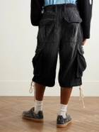 Satoshi Nakamoto - Staight-Leg Logo-Print Cotton-Corduroy Drawstring Shorts - Gray