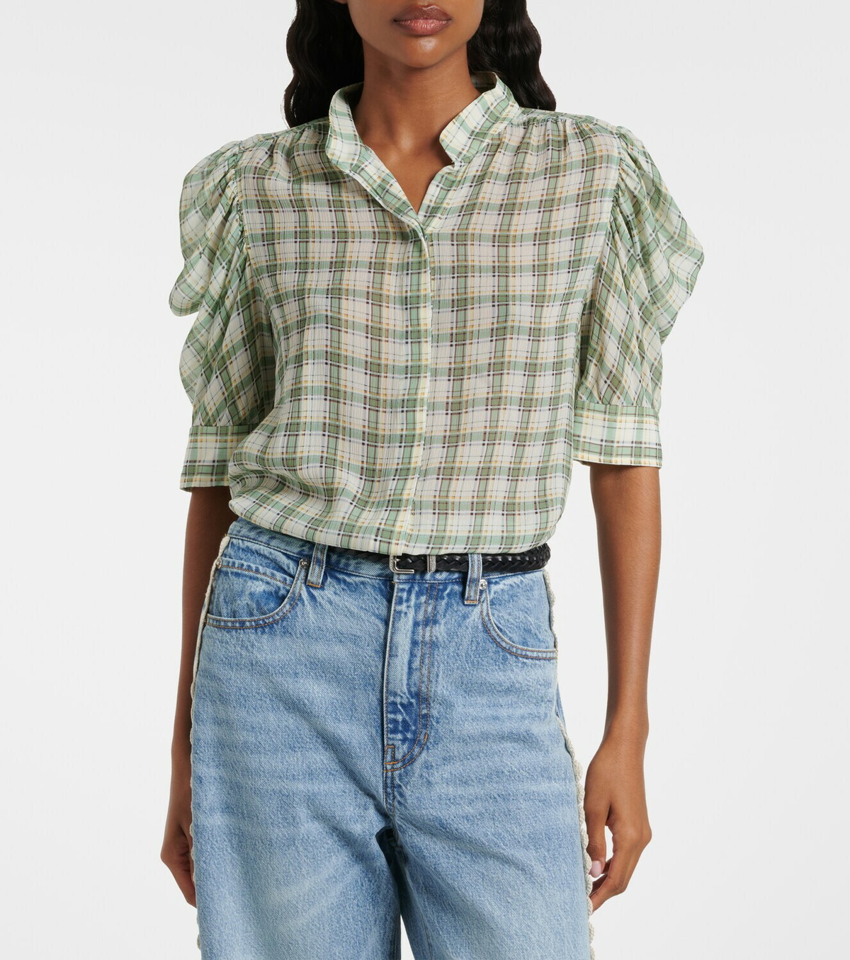 Frame Gillian checked silk blouse