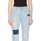 SJYP Blue Patched Cut-Off Jeans