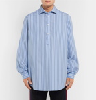 Gucci - Oversized Striped Cotton-Poplin Half-Placket Shirt - Men - Light blue