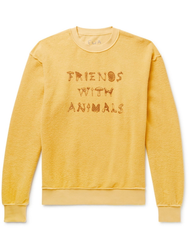 Photo: FRIENDS WITH ANIMALS - Reversible Logo-Print Cotton-Jersey Sweatshirt - Yellow