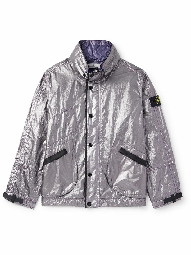 Photo: Stone Island - Garment-Dyed Metallic Crinkled-Shell Jacket - Silver