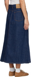 AMI Paris Blue Cotton Denim Maxi Skirt