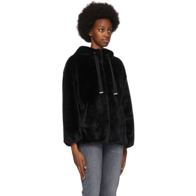 Faux fur hoodie on sale black