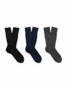 Falke - No. 9 Pure Fil d´Écosse Three-Pack Cotton-Blend Socks - Black