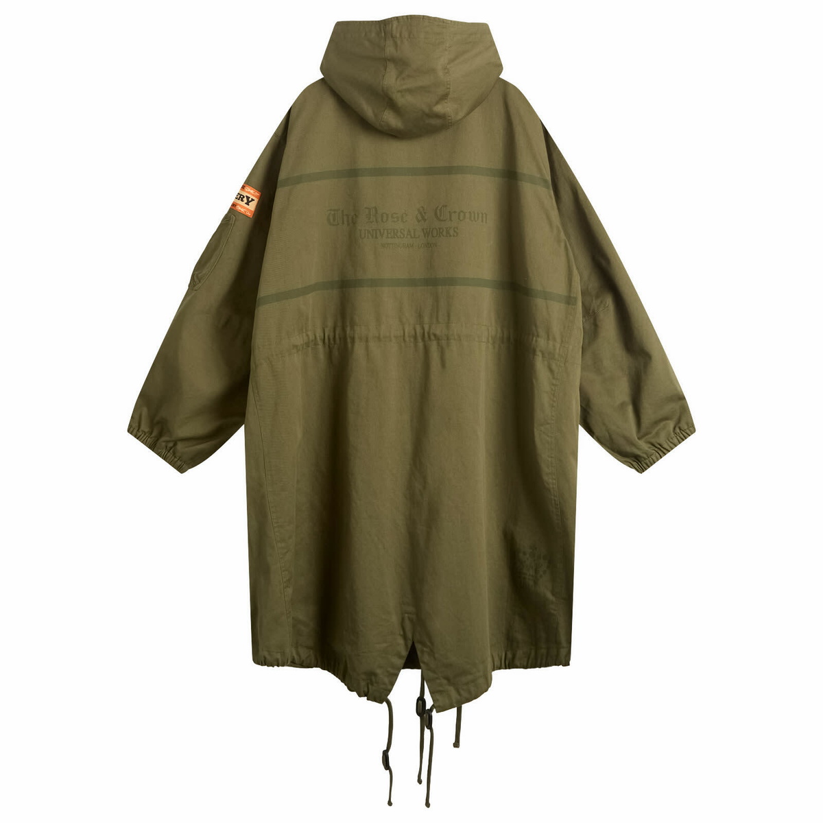 END. x Universal Works Men's Shipp Inn Parka Jacket in Light Olive