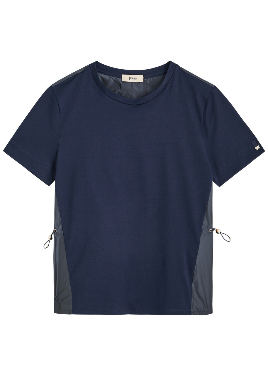 Herno Nylon-back Toggle-fastening Cotton T-shirt Navy