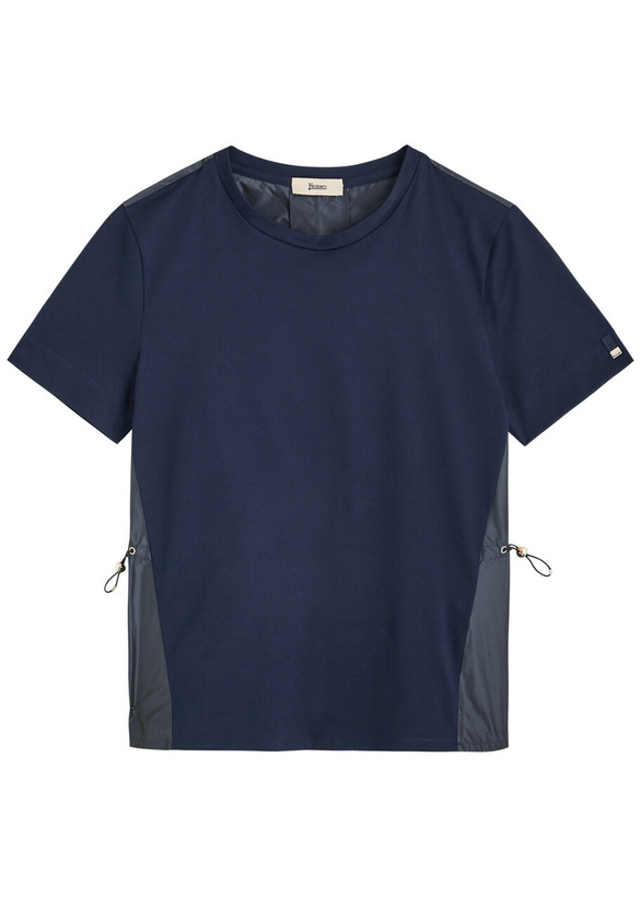 Photo: Herno Nylon-back Toggle-fastening Cotton T-shirt Navy