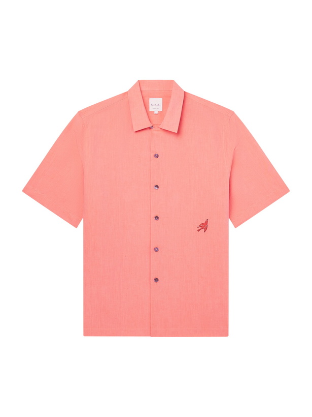 Photo: Paul Smith - Embroidered Cotton and Linen-Blend Shirt - Red