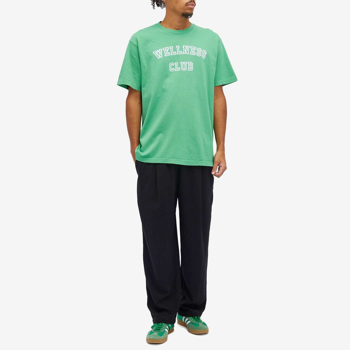Sporty & Rich Wellness Club Flocked T-Shirt in Verde/White