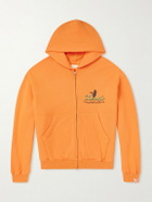 Cherry Los Angeles - Logo-Print Cotton-Jersey Zip-Up Hoodie - Orange