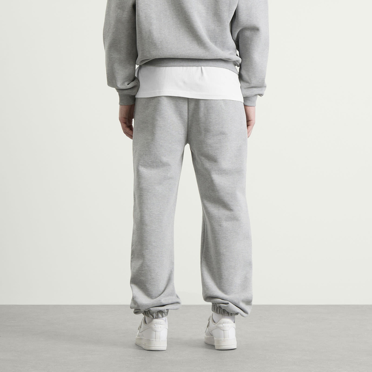 ANNIE HOOD Men's Mini Logo Cuffed Joggers in Marl Grey