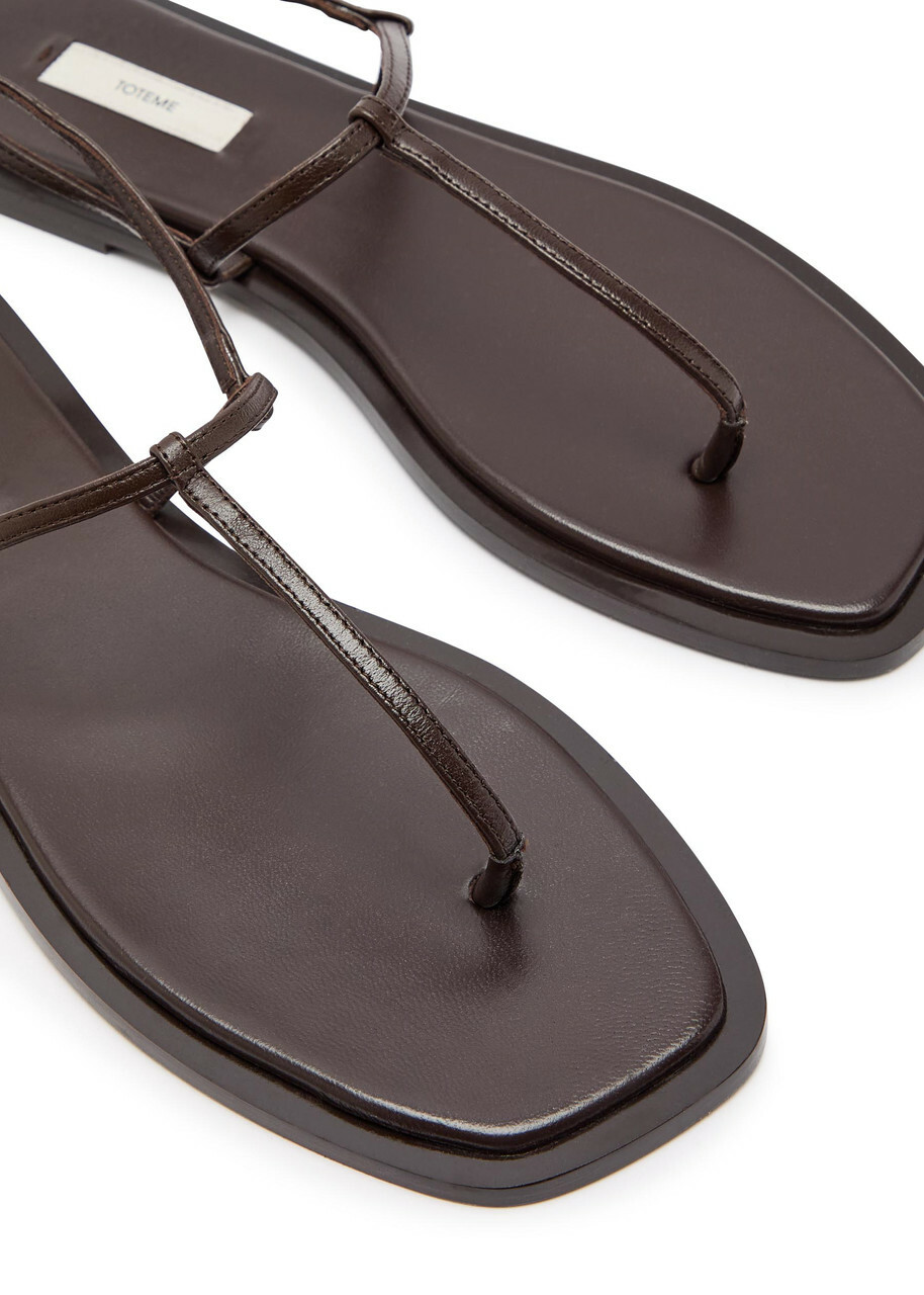 Toteme T-strap Leather Sandals Brown